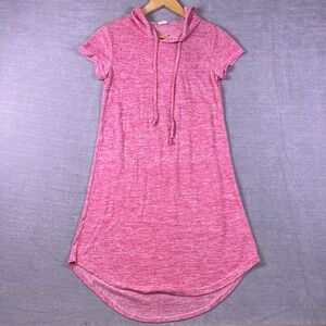 Be Short Sleeve Hooded Space Dye T-Shirt Dress Womens Medium Pink Polyester